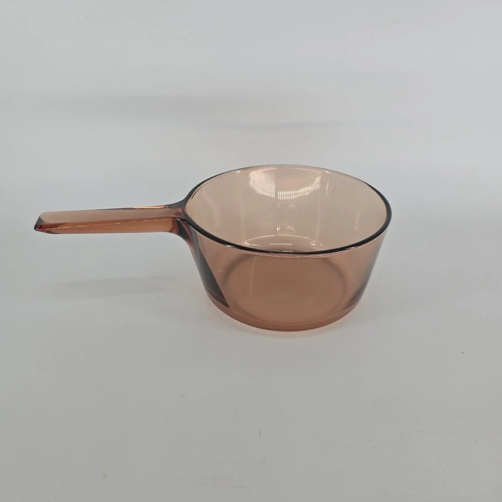 Vintage Corning Visions Amber 1.5L Glass Saucepan Brown Cookware